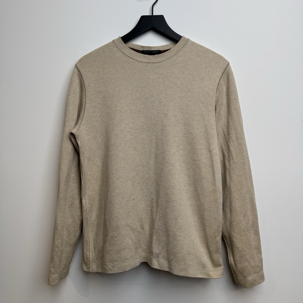 Banana Republic Waffle Knit Sweater S Breon‎ Tan Raglan Crewneck Pullover Men's